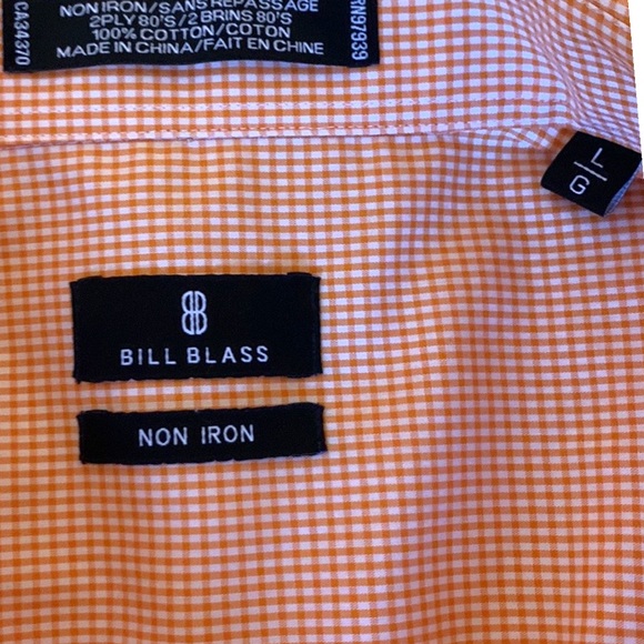 Bill Blass Men's Orange & White Checkered Short Sleeve Shirt -  NWT - Size L - Picture 5 of 6